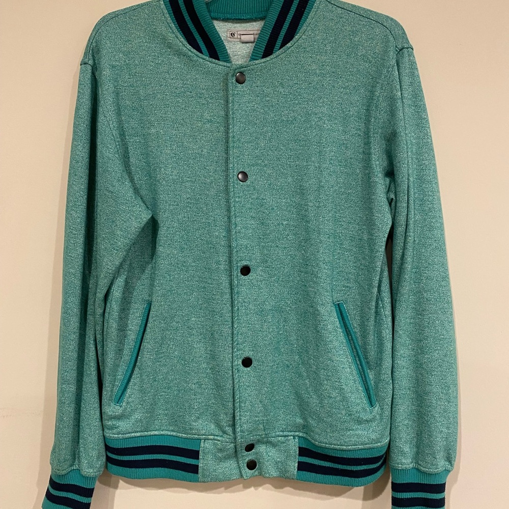Varsity Teal Bomber Jacket 80s 90s